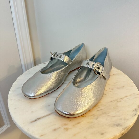 REFORMATION Bethany Ballet Flat in Silver Size US 9 - Picture 3 of 11